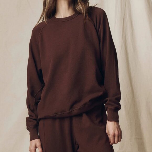 THE GREAT. The College Sweatshirt in Driftwood Chocolate Brown - Picture 1 of 11